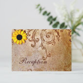 Rustic Shabby Sunflower Brown Wedding Card Kaart (Staand voorkant)