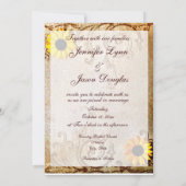 Rustic Shabby Sunflower Chic Brown Wedding Kaart (Achterkant)