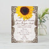 Rustic Shabby Sunflower Swirls Weddenschap Kaart (Staand voorkant)