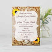 Rustic Shabby Sunflower Swirls Weddenschap Kaart (Staand voorkant)