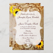 Rustic Shabby Sunflower Swirls Weddenschap Kaart (Voorkant / Achterkant)