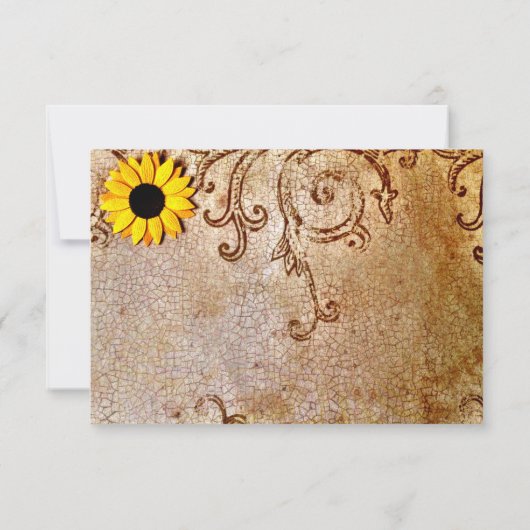 Rustic Shabby Sunflower Swirls Wedding RSVP-kaarte RSVP Kaartje (Achterkant)