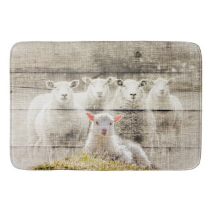 Rustic Sheep Baby Lamb Burlap Badmat