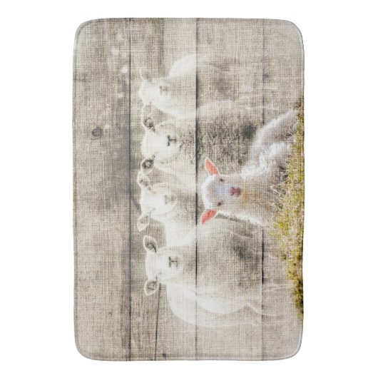 Rustic Sheep Baby Lamb Burlap Badmat (Voorkant Verticaal)