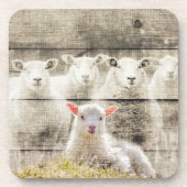 Rustic Sheep Baby Lamb Burlap Bier Onderzetter (Voorkant)