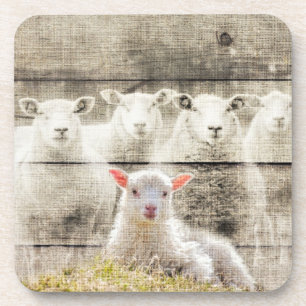 Rustic Sheep Baby Lamb Burlap Bier Onderzetter