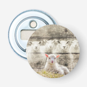 Rustic Sheep Baby Lamb Burlap Button Flesopener