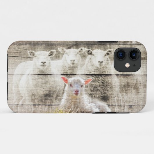 Rustic Sheep Baby Lamb Burlap Case-Mate iPhone Case (Achterkant (horizontaal))