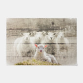 Rustic Sheep Baby Lamb Burlap Deurmat (Voorkant)
