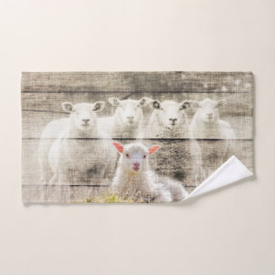 Rustic Sheep Baby Lamb Burlap Handdoek