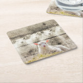Rustic Sheep Baby Lamb Burlap Kartonnen Onderzetters (Schuin)