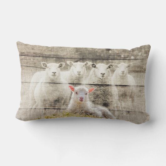 Rustic Sheep Baby Lamb Burlap Kussen (Achterkant)
