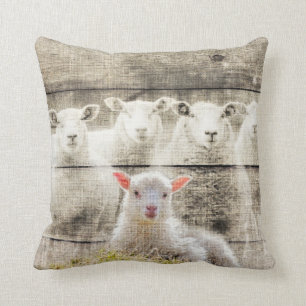 Rustic Sheep Baby Lamb Burlap Kussen