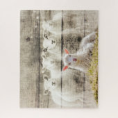 Rustic Sheep Baby Lamb Burlap Legpuzzel (Verticaal)