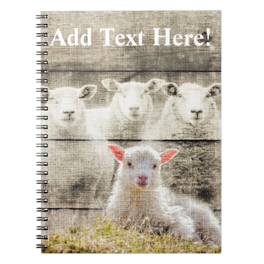 Rustic Sheep Baby Lamb Burlap Notitieboek (Voorkant)