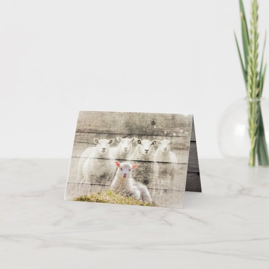 Rustic Sheep Baby Lamb Burlap Notitiekaartje (Voorkant)