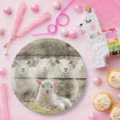 Rustic Sheep Baby Lamb Burlap Papieren Bordje (Feest)