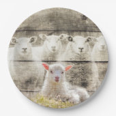 Rustic Sheep Baby Lamb Burlap Papieren Bordje (Voorkant)