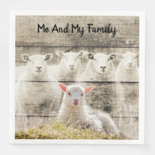 Rustic Sheep Baby Lamb Burlap Servet