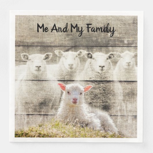 Rustic Sheep Baby Lamb Burlap Servet (Voorkant)
