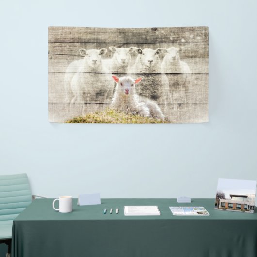 Rustic Sheep Baby Lamb Burlap Spandoek (Beurs)
