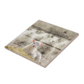 Rustic Sheep Baby Lamb Burlap Tegeltje (Zijkant)