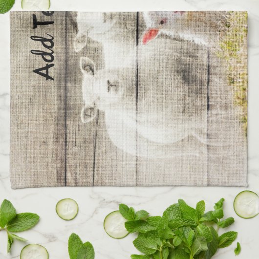 Rustic Sheep Baby Lamb Burlap Theedoek (Gevouwen)