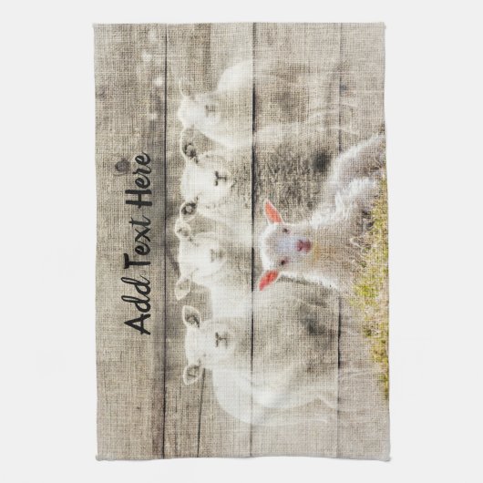 Rustic Sheep Baby Lamb Burlap Theedoek (Verticaal)