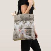 Rustic Sheep Baby Lamb Burlap Tote Bag (Dichtbij)