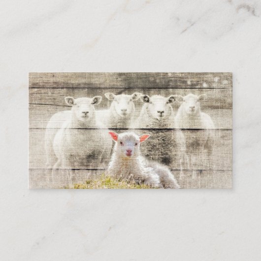 Rustic Sheep Baby Lamb Burlap Visitekaartje (Voorkant)