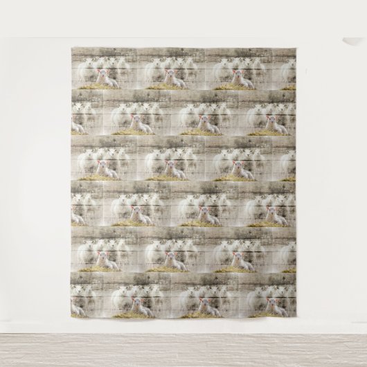 Rustic Sheep Baby Lamb Burlap Wandkleed (Voorkant)