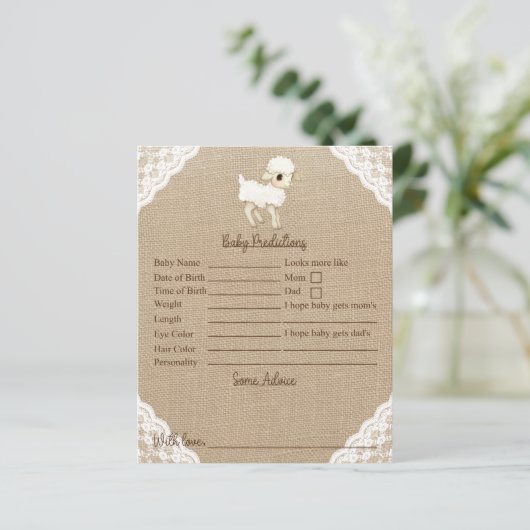 Rustic Sheep Baby shower Predictions and Advice (Staand voorkant)
