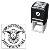 Rustic Sheep Head Library Boeknaam Zelfinktende Stempel (In situ)