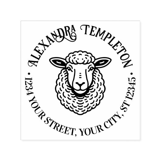 Rustic Sheep Head Naam Return Adres #1P Zelfinktende Stempel (Design)