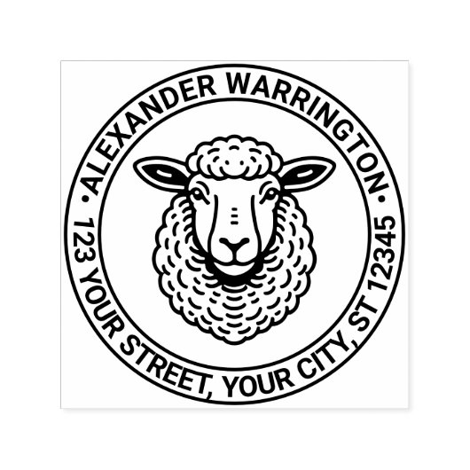 Rustic Sheep Head Name Retouradres Zelfinktende Stempel (Design)