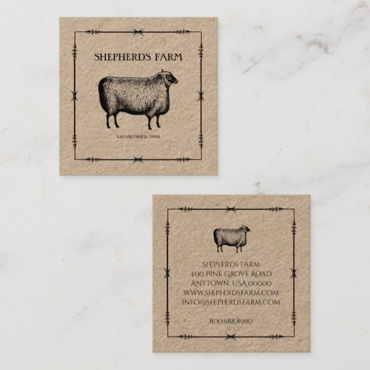 Rustic Sheep Iron Arrows Kraft Custom Boerderij Lo Vierkante Visitekaartje