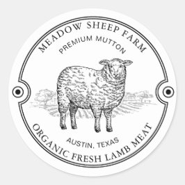 Rustic Sheep Lamb Logo Boerderij Field Black Ronde Sticker