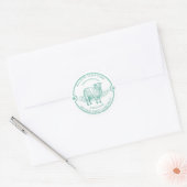 Rustic Sheep Lamb Logo Farm Field Green Ronde Sticker (Envelop)