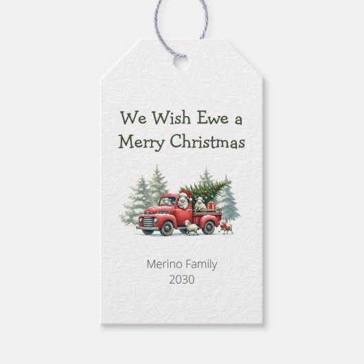 Rustic Sheep  Red Truck Cadeaulabel (Voorkant)
