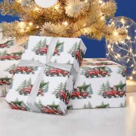 Rustic Sheep Red Truck Cadeaupapier