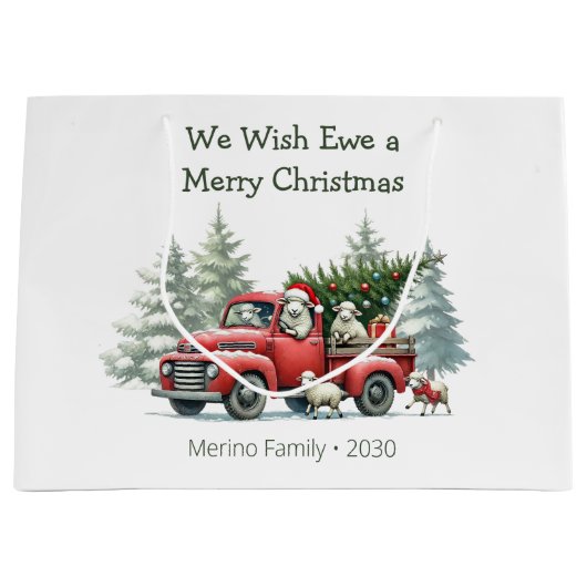 Rustic Sheep  Red Truck Groot Cadeauzakje (Voorkant)
