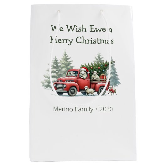 Rustic Sheep  Red Truck Medium Cadeauzakje (Voorkant)