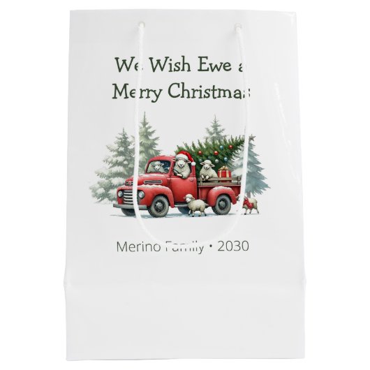Rustic Sheep  Red Truck Medium Cadeauzakje (Achterkant)