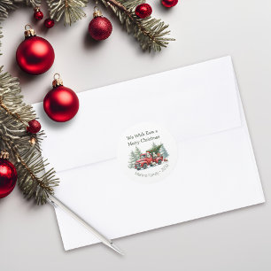 Rustic Sheep  Red Truck Ronde Sticker