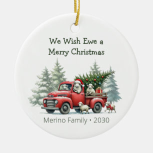 Rustic Sheep Red Truck Thema Foto Keramisch Ornament