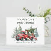 Rustic Sheep Red Truck Themed Photo Feestdagenkaart (Staand voorkant)