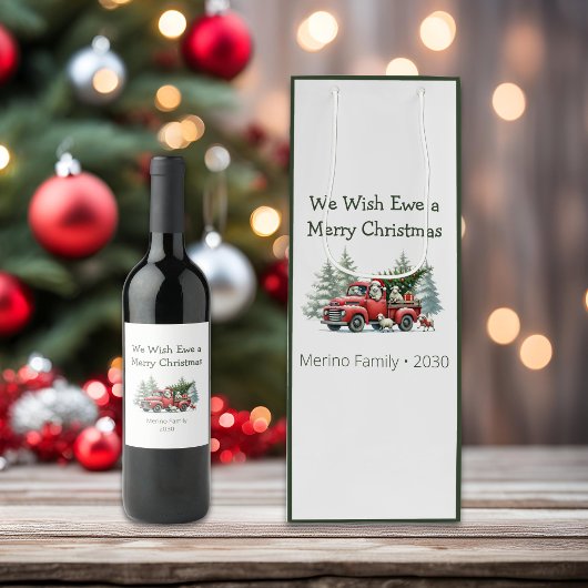 Rustic Sheep Red Truck Wijn Cadeautas