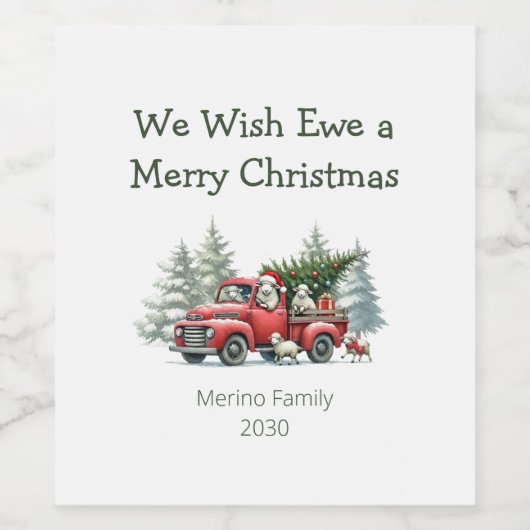 Rustic Sheep Red Truck Wijn Etiket (Enkel label)