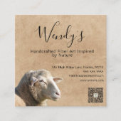 Rustic Sheep Wool Fiber Designer Business Card Vierkante Visitekaartje (Voorkant)