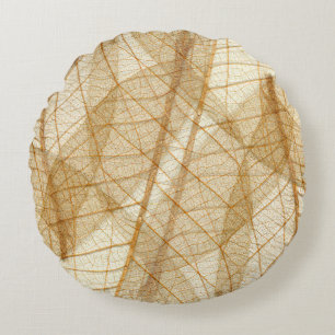 Rustic Sheer Cream Beige Lace Leaves Rond Kussen